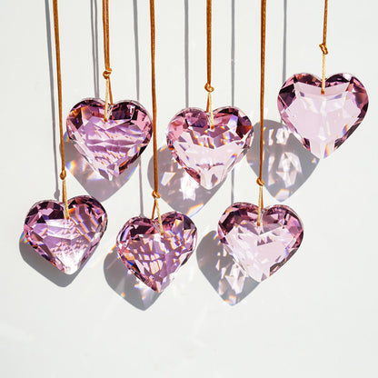 Pink Crystal Glass Heart Pendant – A Shimmering Symbol of All Love | Zen Ara Grove