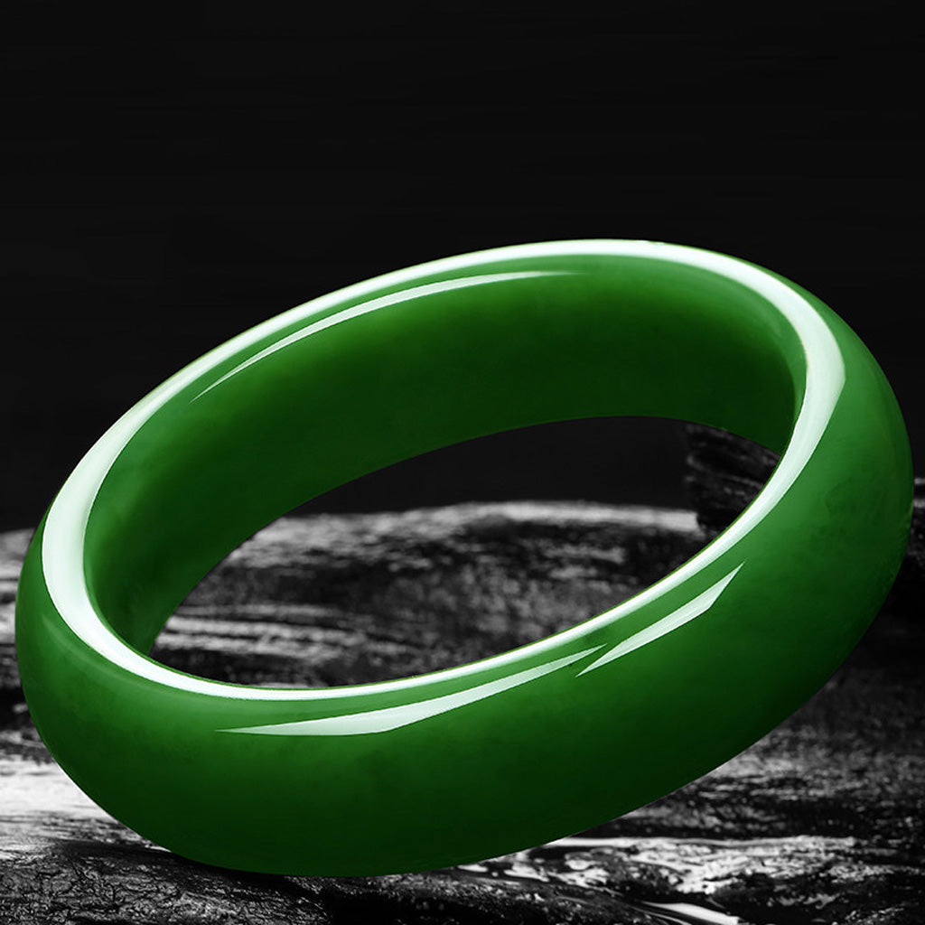 Deep Emerald Jade Bangle — Harmony & Prosperity | Zen Ara Grove