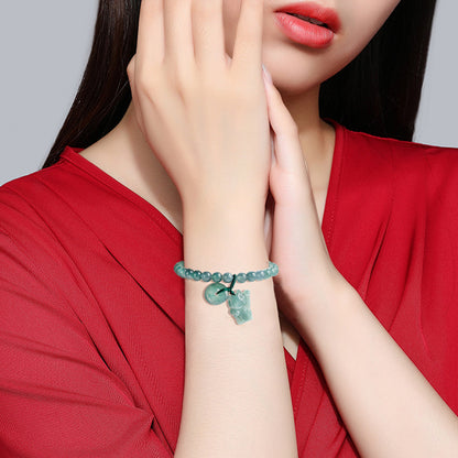 Blue Jade Peace Buckle Lucky Cat Prosperity Bracelet  | Zen Ara Grove