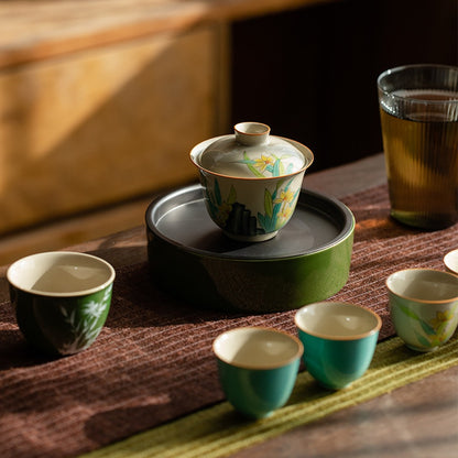 Hand-Painted Orchid Ceramic Tea Cup | Zen Ara Grove