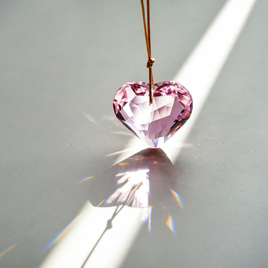 Pink Crystal Glass Heart Pendant – A Shimmering Symbol of All Love | Zen Ara Grove