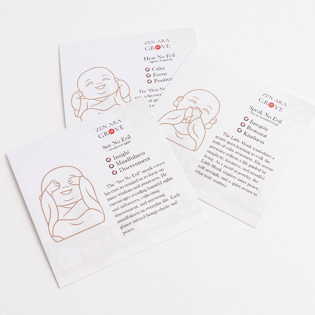 The Three Little Monks — Meaning Pose Card Set for Mindfulness & Inner Calm | Zen Ara Grove