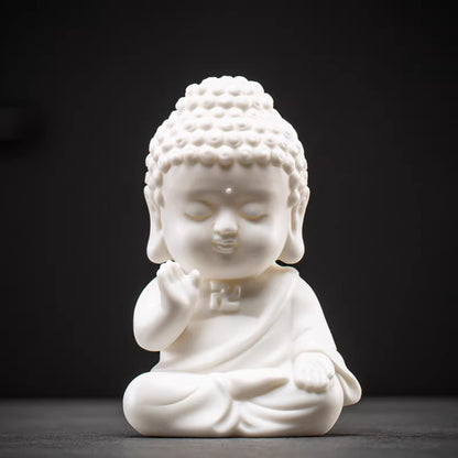 Handcrafted High-Fired White Ceramic Tathagata Figurine – Elegant Zen Serenity | Zen Ara Grove