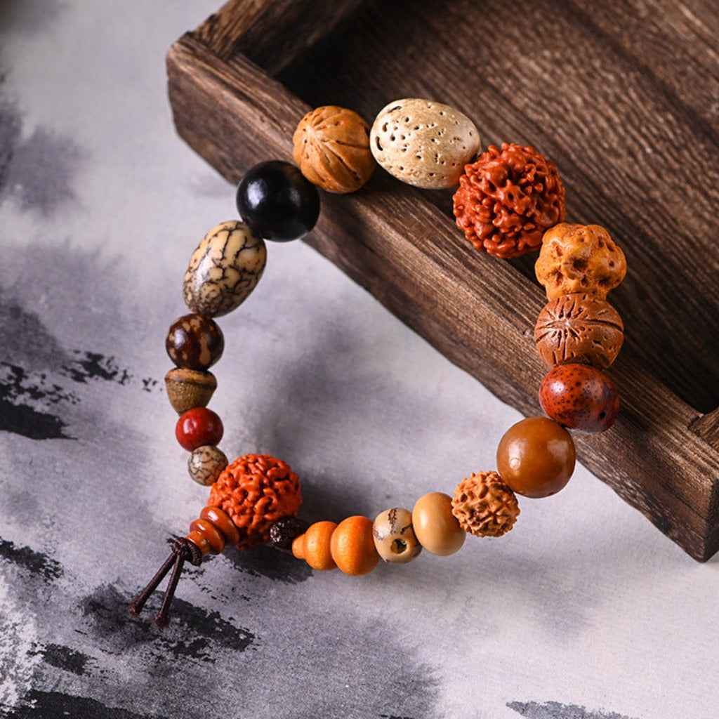 Multi-Gem Bodhi Seed Prayer Bead Bracelet