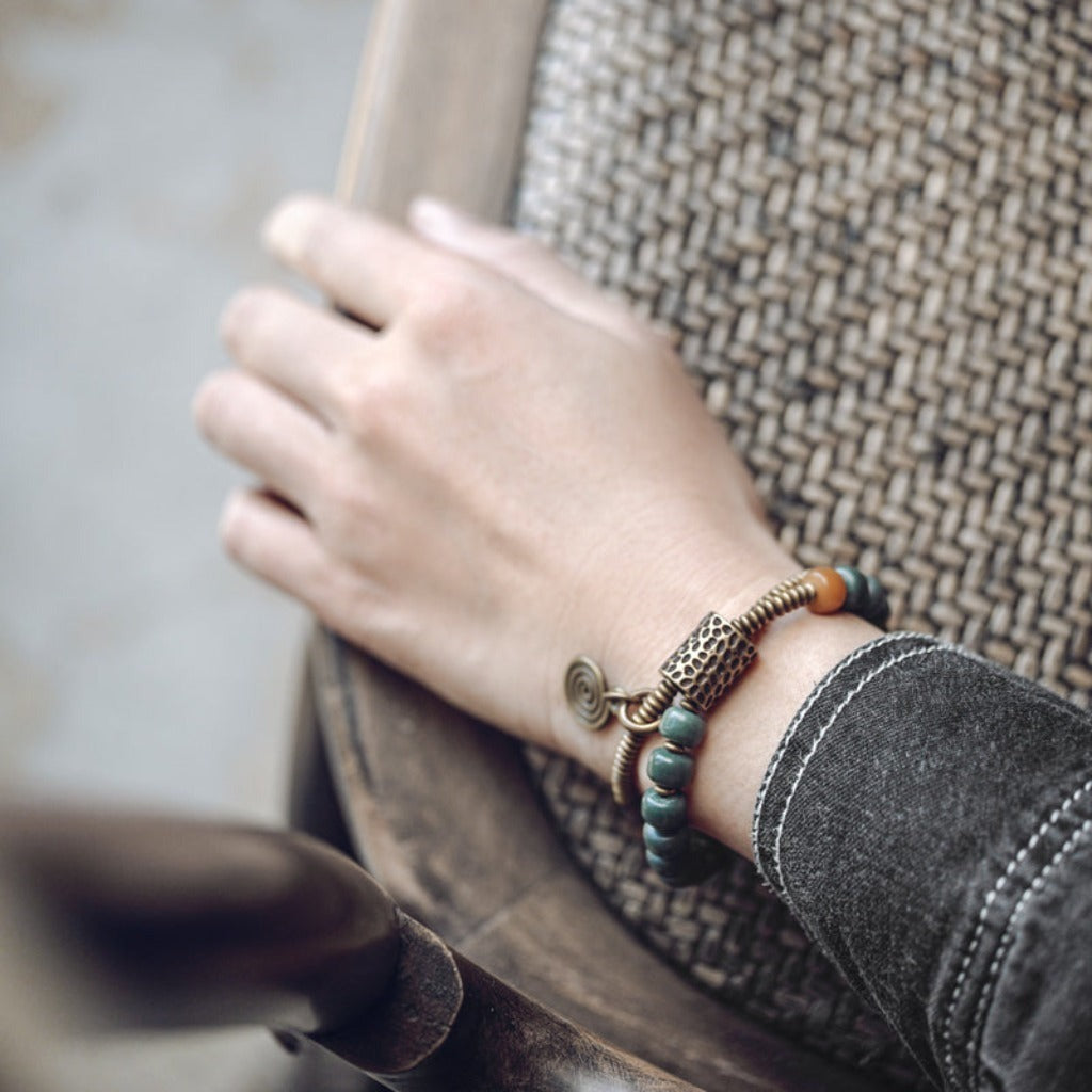 Vintage Ethnic Green Bodhi Root Bracelet | Zen Ara Grove