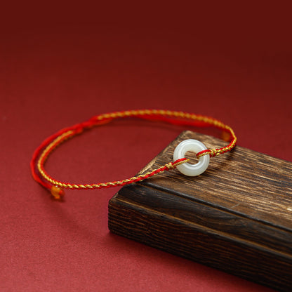 Adjustable White Hetian Jade Peace Buckle Bracelet — Peace & Safe Journeys