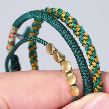 Handmade Diamond Knot Cord Bracelet – Blue & Green with Irregular Copper Bead | Zen Ara Grove