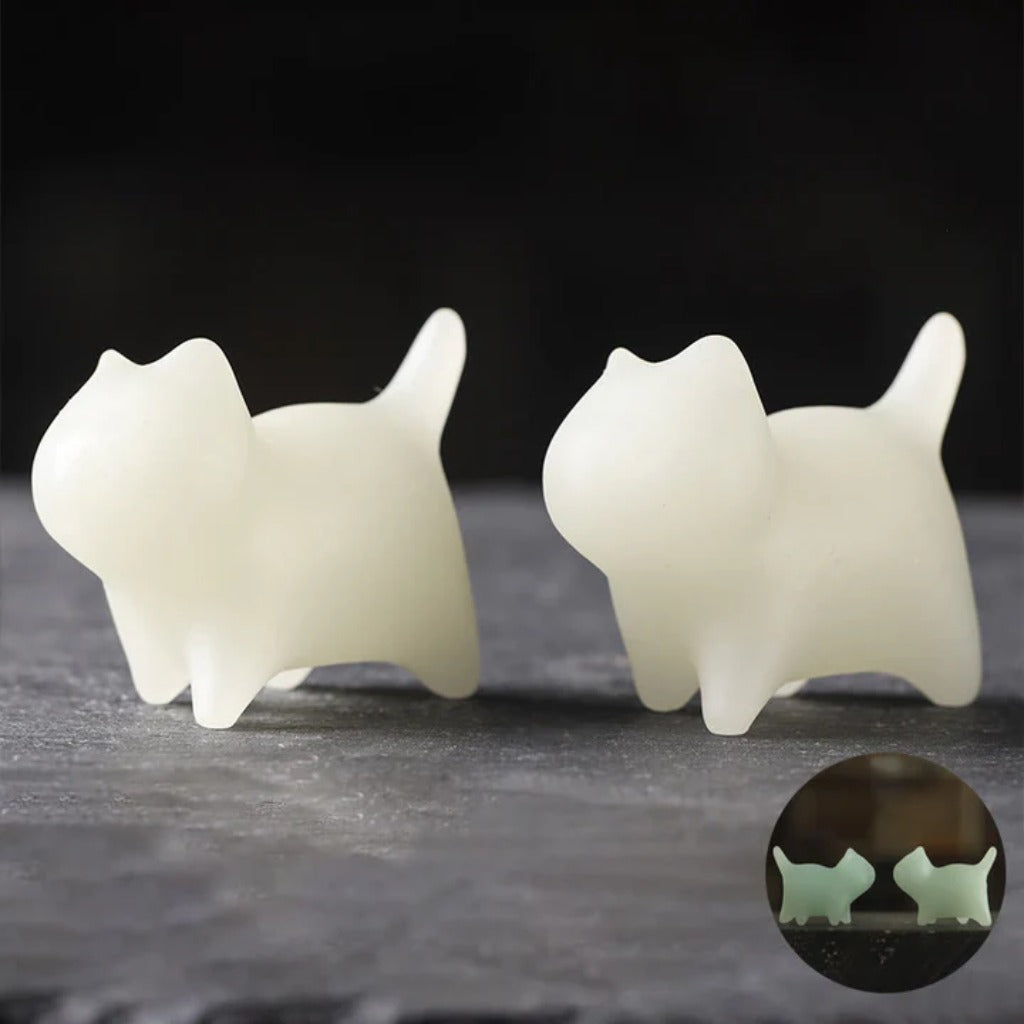 2Pcs Mini Cute Cat Glowstone Luminous Lucky Cat Energy Decoration | Zen Ara Grove