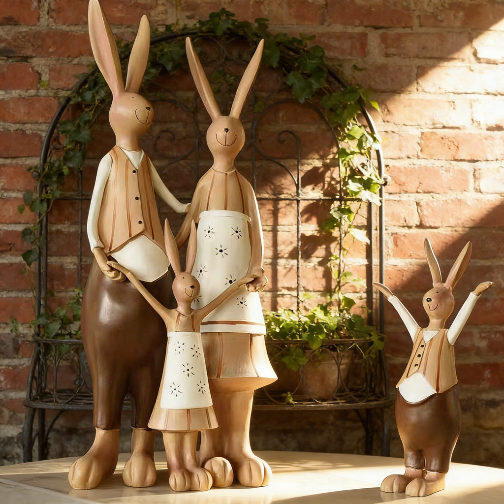 Bunny Family Figurine Set – Handcrafted Rabbits Symbolizing Love, Warmth & Togetherness | Zen Ara Grove