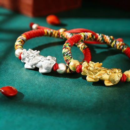 Adjustable 999 Silver Red Rope Pixiu for Children – Blessing & Protection | Zen Ara Grove