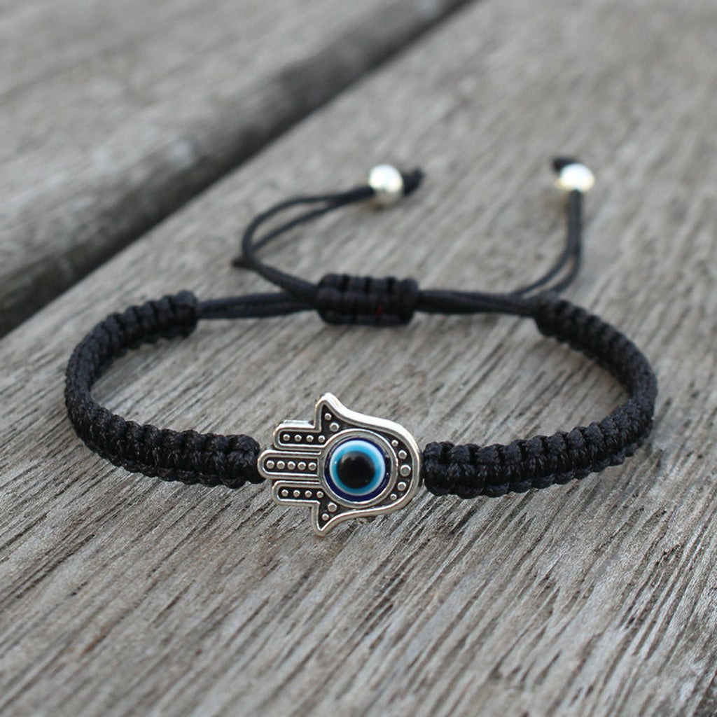 Handwoven Evil Eye Bracelet with Alloy Center – Charm of Protection | Zen Ara Grove
