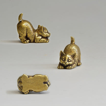 Little Brass Cat Charms – Playful Energy in Pocket-Sized Art | Zen Ara Grove