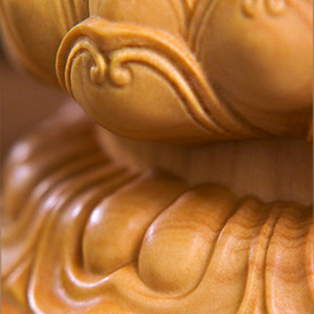 Hand‑Carved Boxwood Triple Holy Buddha Statue – Symbol of Compassion, Wisdom & Enlightenment | Zen Ara Grove