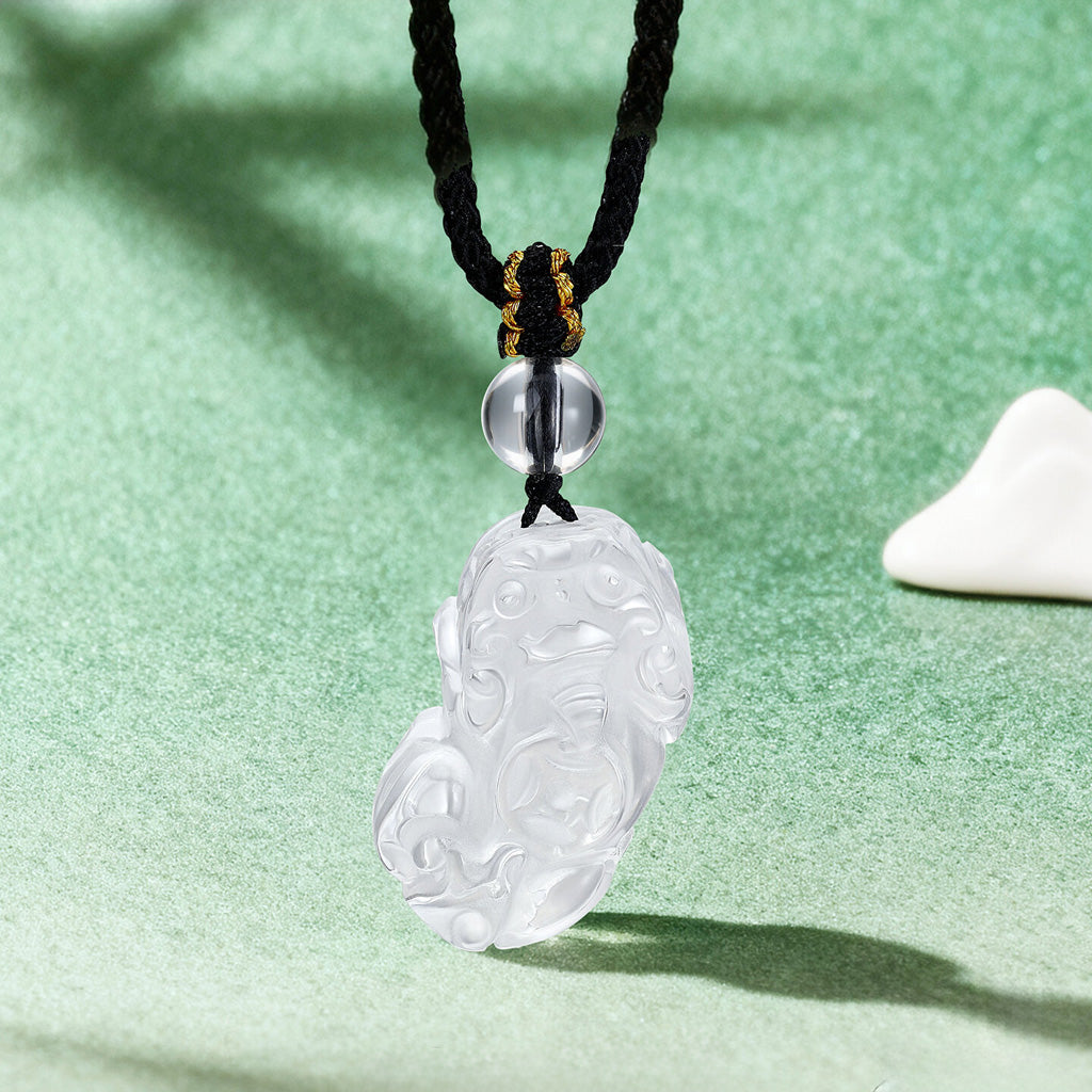 White Crystal Wealth Pi Yao Pendant – Blessing of Purity and Luck | Zen Ara Grove