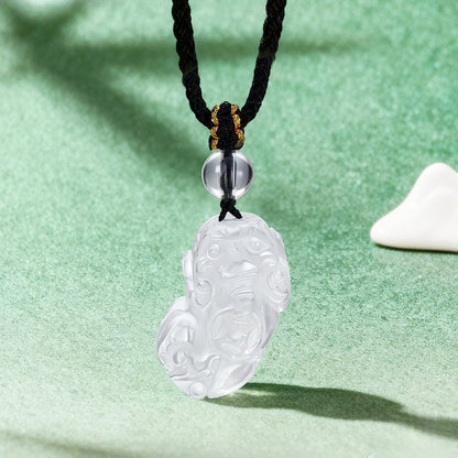 White Crystal Wealth Pi Yao Pendant – Blessing of Purity and Luck | Zen Ara Grove