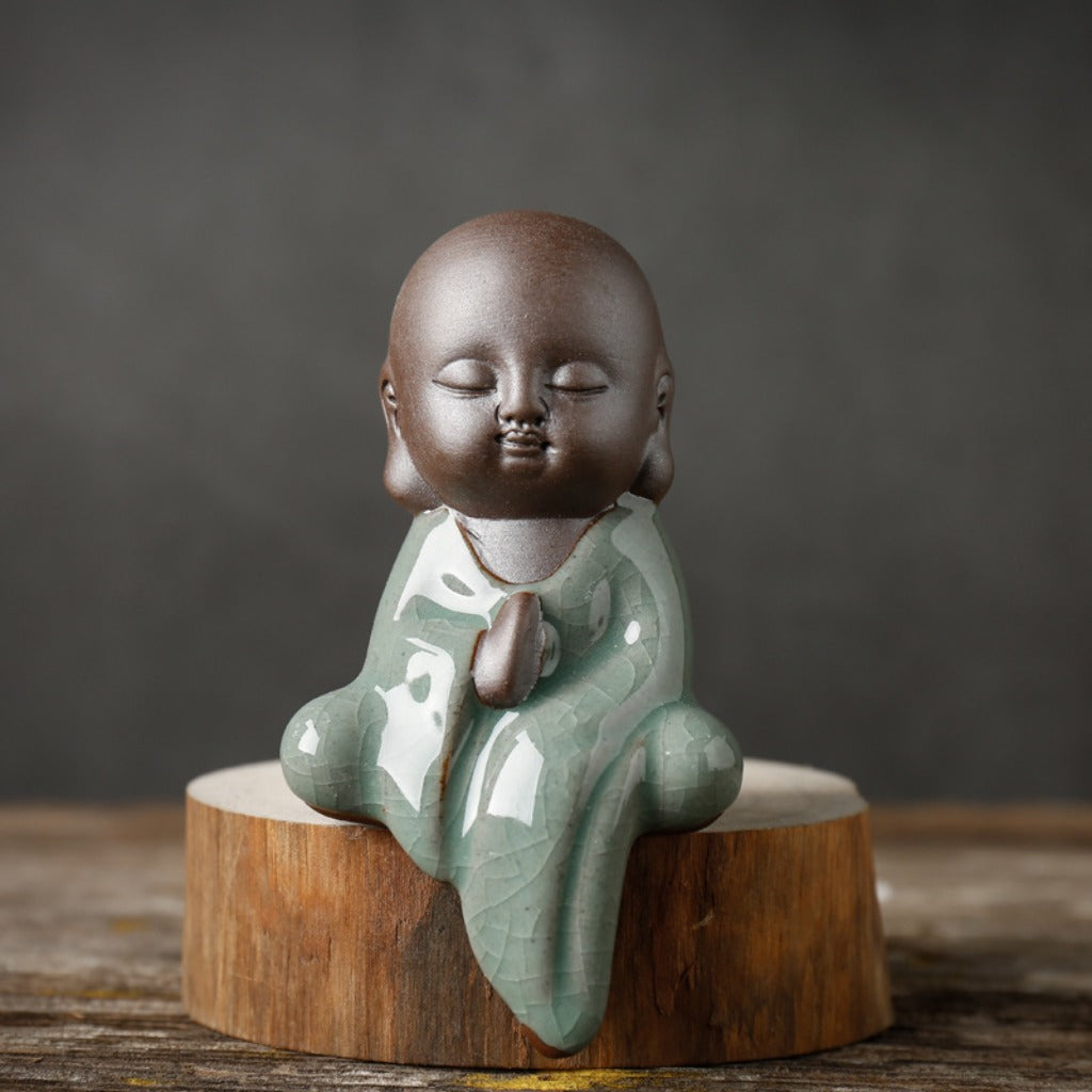 Zen Little Monk Tea Pet – Handmade Ceramic & Purple Clay Figurine for Tea Table Décor | Zen Ara Grove