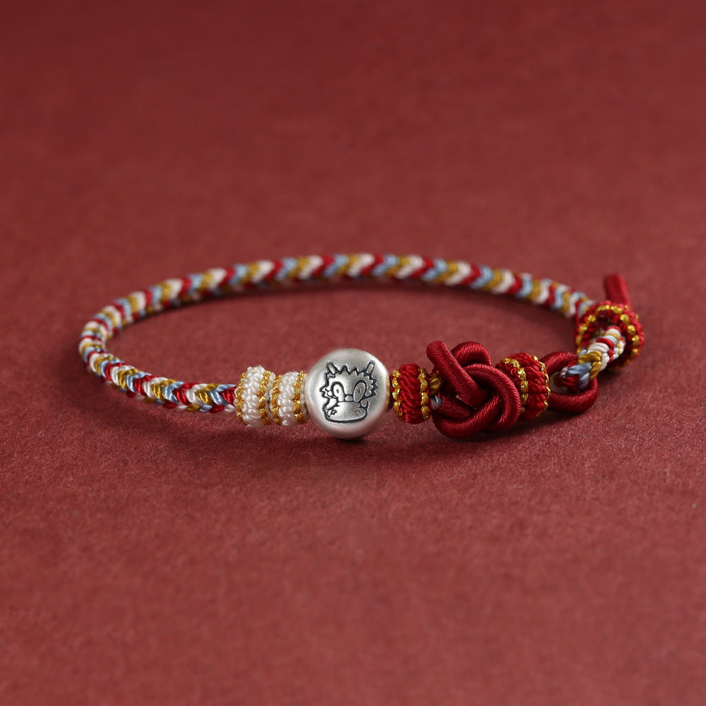 999 Silver 12 Zodiac Bead Braided Multi‑Color Adjustable Bracelet –Fortune & Peace | Zen Ara Grove