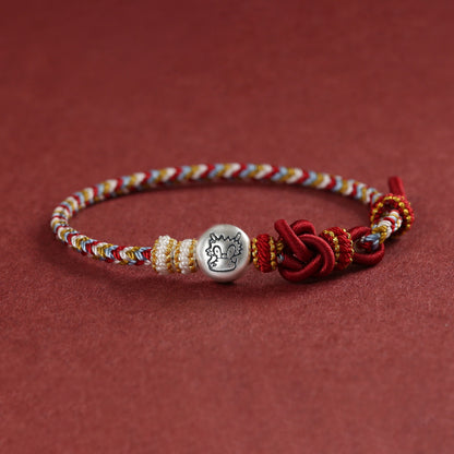 999 Silver 12 Zodiac Bead Braided Multi‑Color Adjustable Bracelet –Fortune & Peace | Zen Ara Grove