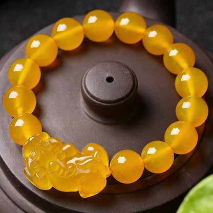 Handcrafted Yellow Chalcedony Pixiu Bracelet – Wealth & Prosperity | Zen Ara Grove