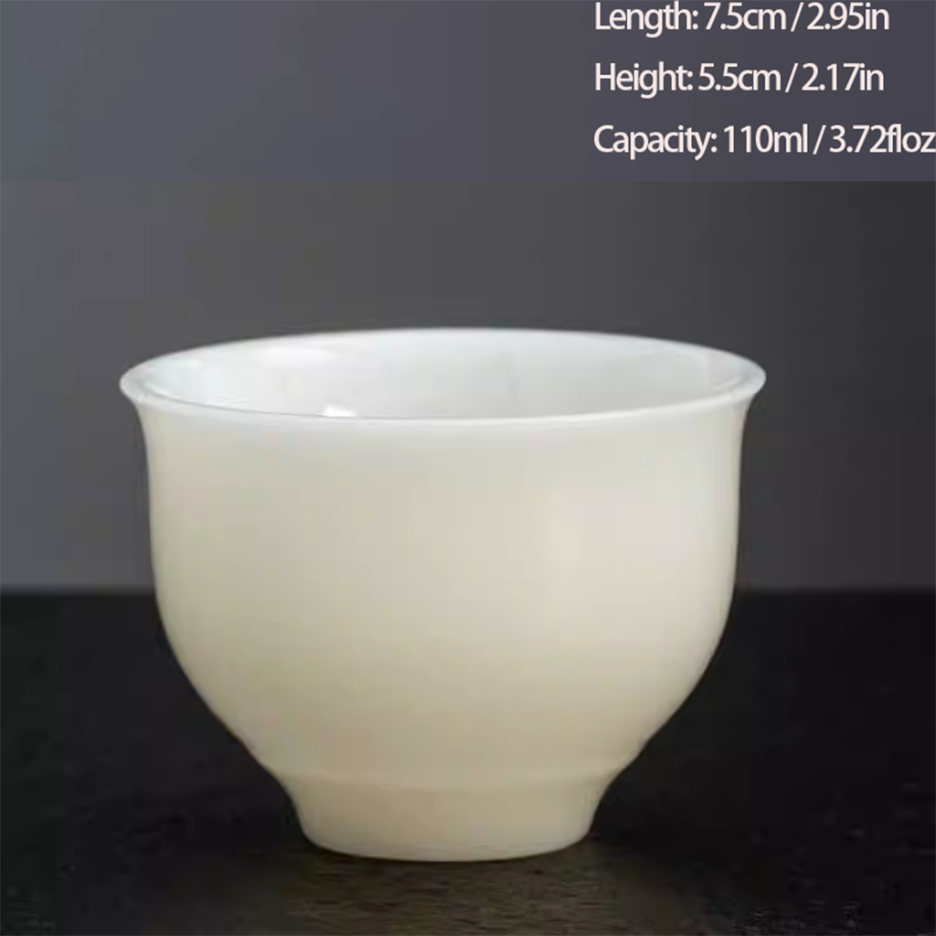 Ice Jade Glaze Porcelain Teacup – Smooth Sheep Fat Luster | Zen Ara Grove
