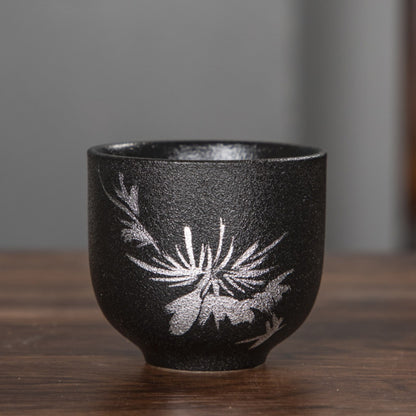 Zen meditation matte black pottery water cup