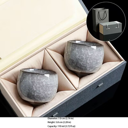 Handcrafted Ceramic Teacup with Unique Ice Crack Pattern | Zen Ara Grove