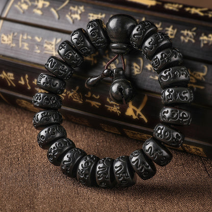 Thunderstruck Ziziphus Wood Six-Syllable Mantra Beads Bracelet | Zen Ara Grove