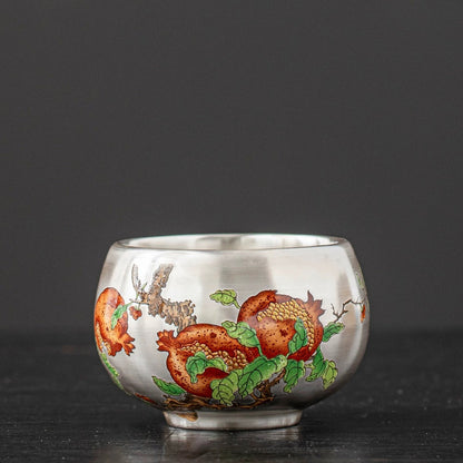 999 Silver Tea Cup – Emblem of Serenity & Blessing – Fine Hammered Finish | Zen Ara Grove