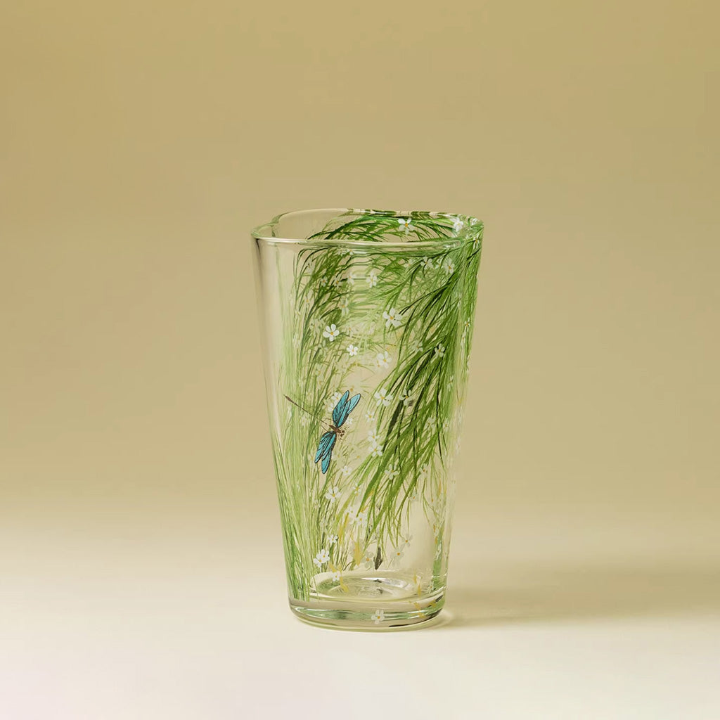 Clear Glass Cup with Begonia Bloom – Floral Freshness in Every Sip | Zen Ara Grove
