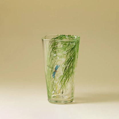 Clear Glass Cup with Begonia Bloom – Floral Freshness in Every Sip | Zen Ara Grove