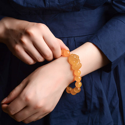 Handcrafted Yellow Chalcedony Pixiu Bracelet – Wealth & Prosperity | Zen Ara Grove