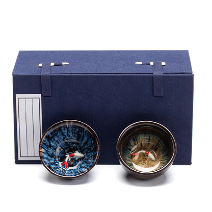 Kiln-Change Glaze Porcelain Teacup – Lucky Fish "Year of Plenty" Design | Zen Ara Grove