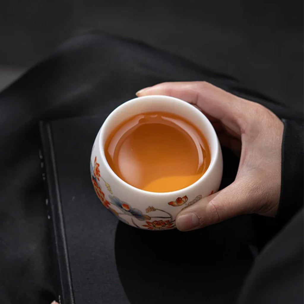 Milky White Porcelain Mug with Dragon and Phoenix Motif – Elegant & Durable | Zen Ara Grove