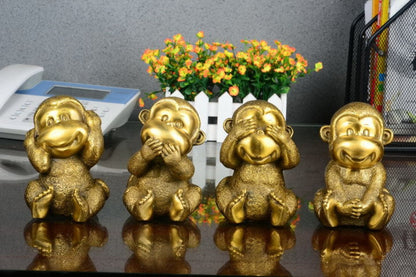 Zodiac Brass Monkey Statues – "Four-Nos" Wisdom & Mindfulness Décor | Zen Ara Grove