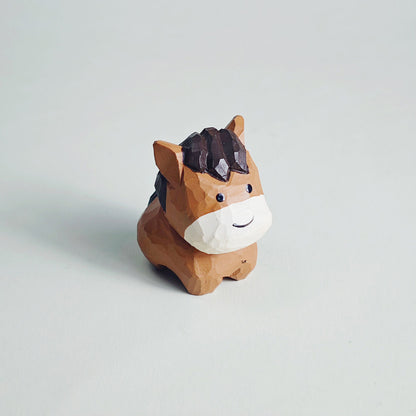 Hand-Carved Brown Wooden Horse Figurine – Rustic Charm and Timeless Craft | Zen Ara Grove