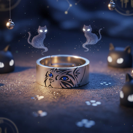 $9.99  Starlit Gaze – Cat Ring with Celestial Eyes | Zen Ara Grove