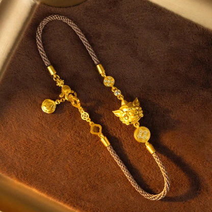 Elegant Pixiu Guardian Bracelet in Gilded Shine | Zen Ara Grove