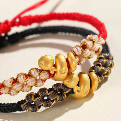 Handmade 999 Sterling Silver Snake Year Red String Bracelet – Heart & Peach Blossom Luck | Zen Ara Grove