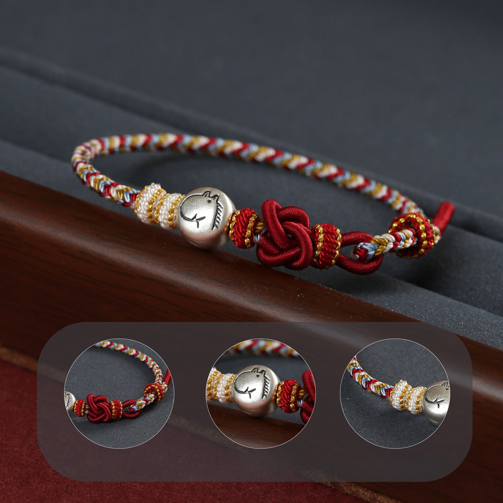 999 Silver 12 Zodiac Bead Braided Multi‑Color Adjustable Bracelet –Fortune & Peace | Zen Ara Grove