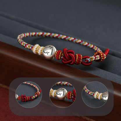 999 Silver 12 Zodiac Bead Braided Multi‑Color Adjustable Bracelet –Fortune & Peace | Zen Ara Grove