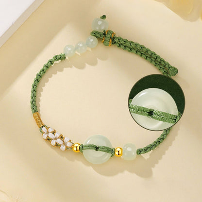 Hetian Jade Peace Circle Bracelet – Classic Handwoven Design | Zen Ara Grove