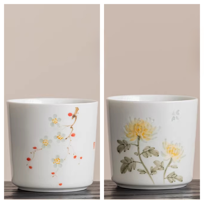 Hand-Painted Yingqing Translucent Porcelain Cup – Under-Glaze Artistry | Zen Ara Grove
