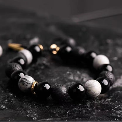 Handmade Adjustable Cord – Volcanic Stone & Polished Obsidian, Galaxy Style | Zen Ara Grove