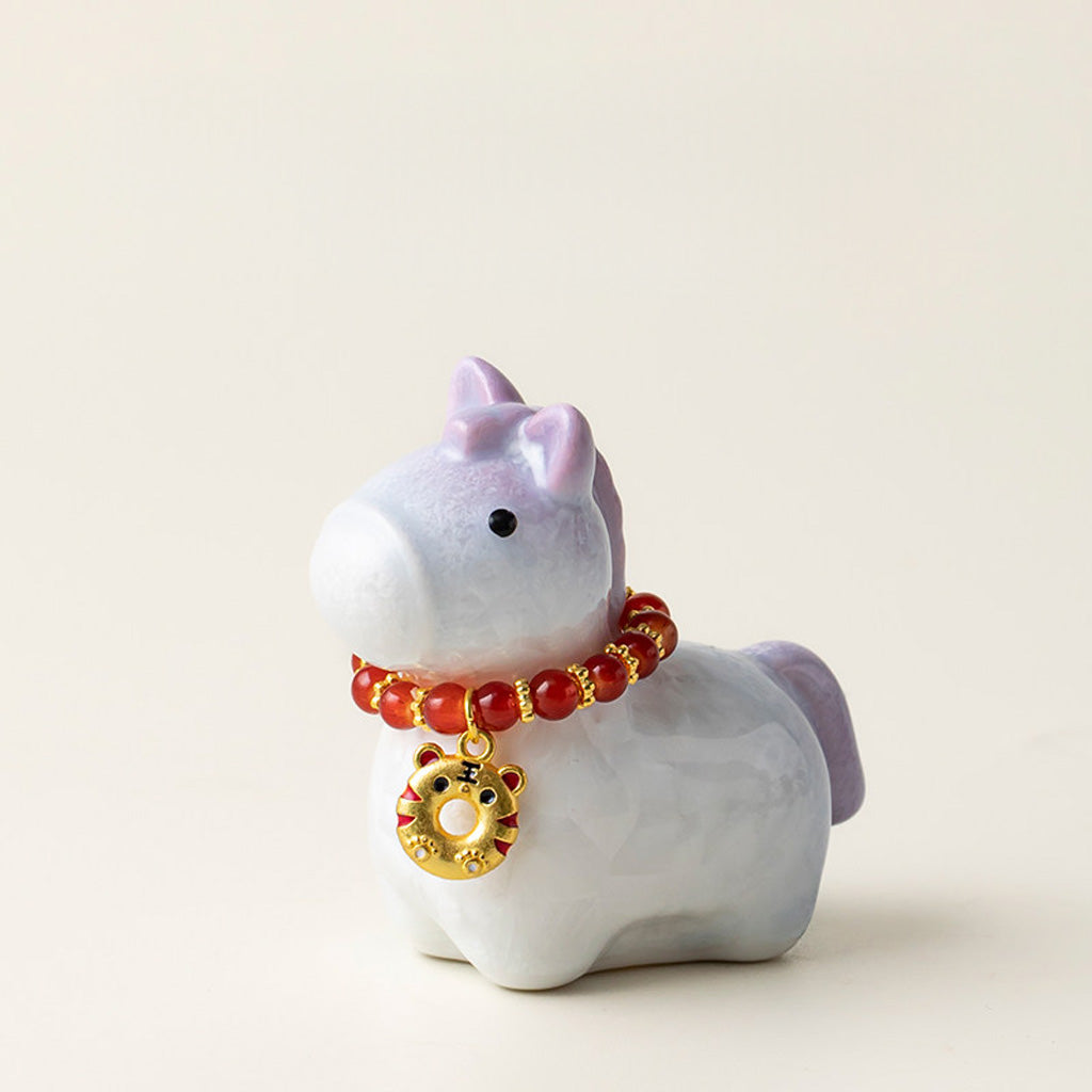 Ceramic Horse Figurine with Gradient Purple Crystalline Glaze – Artistic Shine and Serenity | Zen Ara Grove