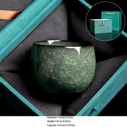 Handcrafted Ceramic Teacup with Unique Ice Crack Pattern | Zen Ara Grove
