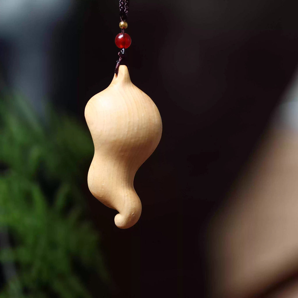 Handcrafted Boxwood Pendant – Lotus Leaf with Carved Bodhisattva Brings Serenity and Harmony | Zen Ara Grove