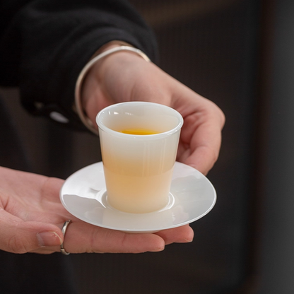 Ice Jade Glaze Porcelain Teacup – Smooth Sheep Fat Luster | Zen Ara Grove