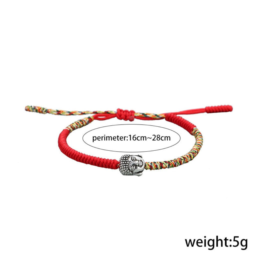 Original Buddha Head Pull-Cord Bracelet – Handwoven Spiritual Charm | Zen Ara Grove