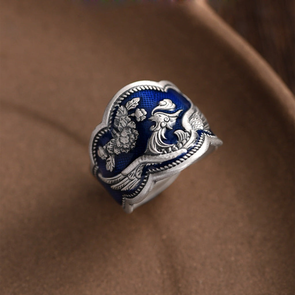 Enamel Peacock Ring  | Zen Ara Grove