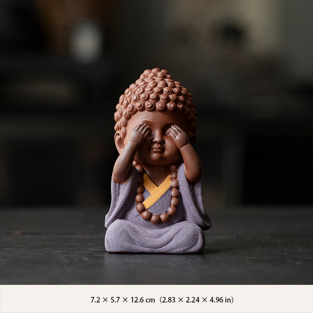 Ceramic "Four No Evils" Buddha Statue Set – Symbols of Mindfulness, Compassion, and Peace | Zen Ara Grove